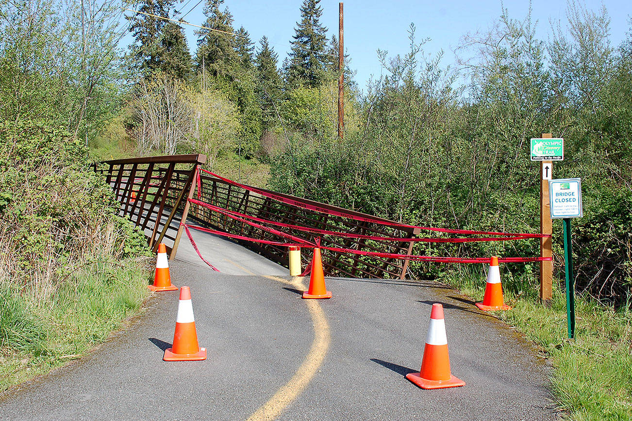 Olympic Discovery Trail bridge partially sinks in Blyn
