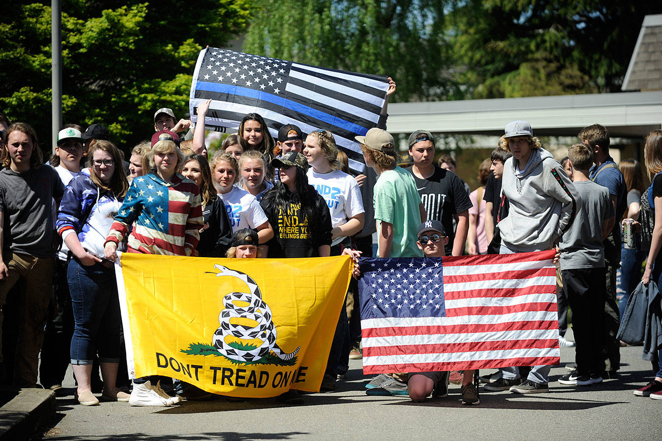 Sequim High School students walk out for right to bear arms