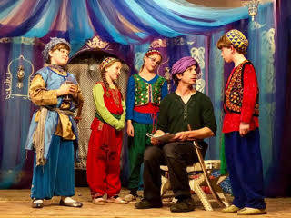 From left, Owen Hatfield as Sir Toby, Nola Bertucci as Adrian, Gretel Maberry as Fabian, Franco Bertucci (co-director of the play) and Peter Sanok as Julian.