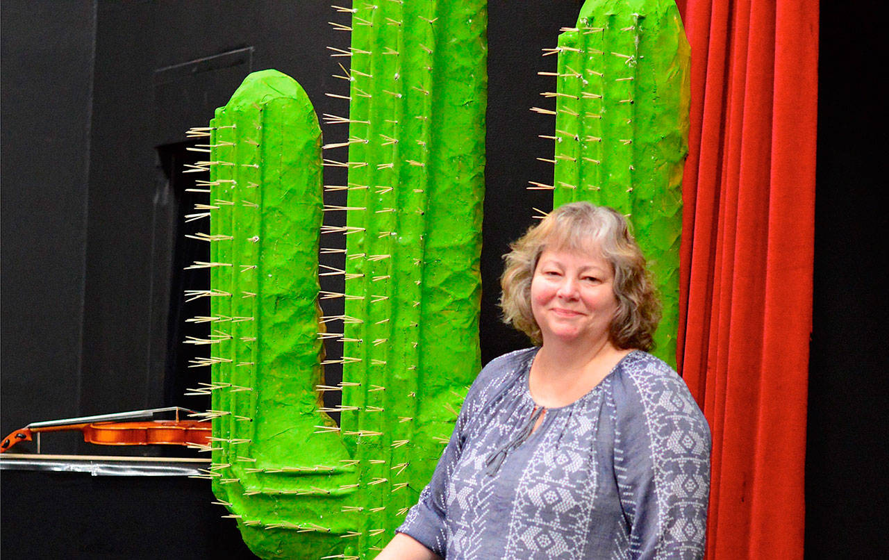 Port Townsend High School drama director Jennifer Nielsen is setting Shakespeare’s comedy “As You Like It” in the wild West, replete with a toothpick-encrusted cactus, this weekend and next in the school auditorium. (Diane Urbani de la Paz/for Peninsula Daily News)
