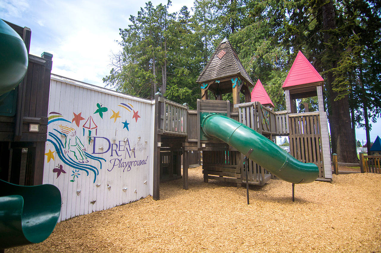 The Dream Playground in Port Angeles is due to be overhauled, according to city Parks and Recreation Director Corey Delikat. (Jesse Major/Peninsula Daily News)