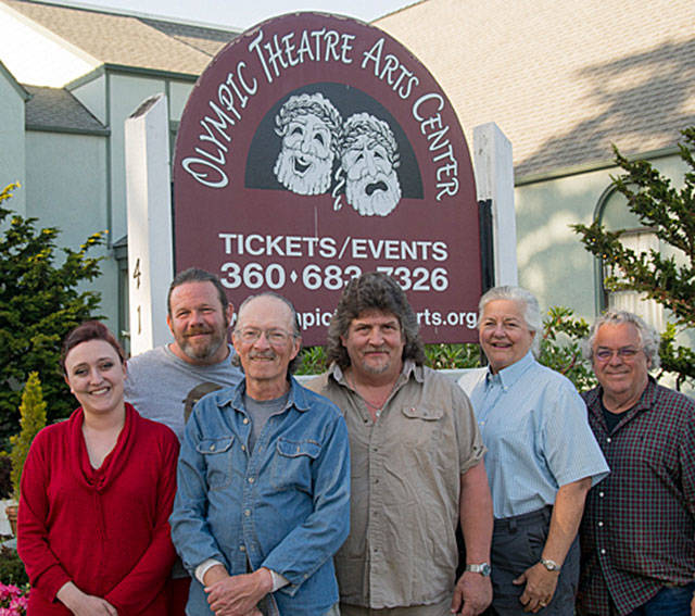 Local artists collaborating with Olympic Theatre Arts to promote OTA’s 2018-2019 season include, from left, Sadie Perry, Jeff Tocher, Jim Bradrick, Richard Workman, Catherine Mix and David Willis. Not pictured is Amélie Mantchev. (Greg MacDonald)