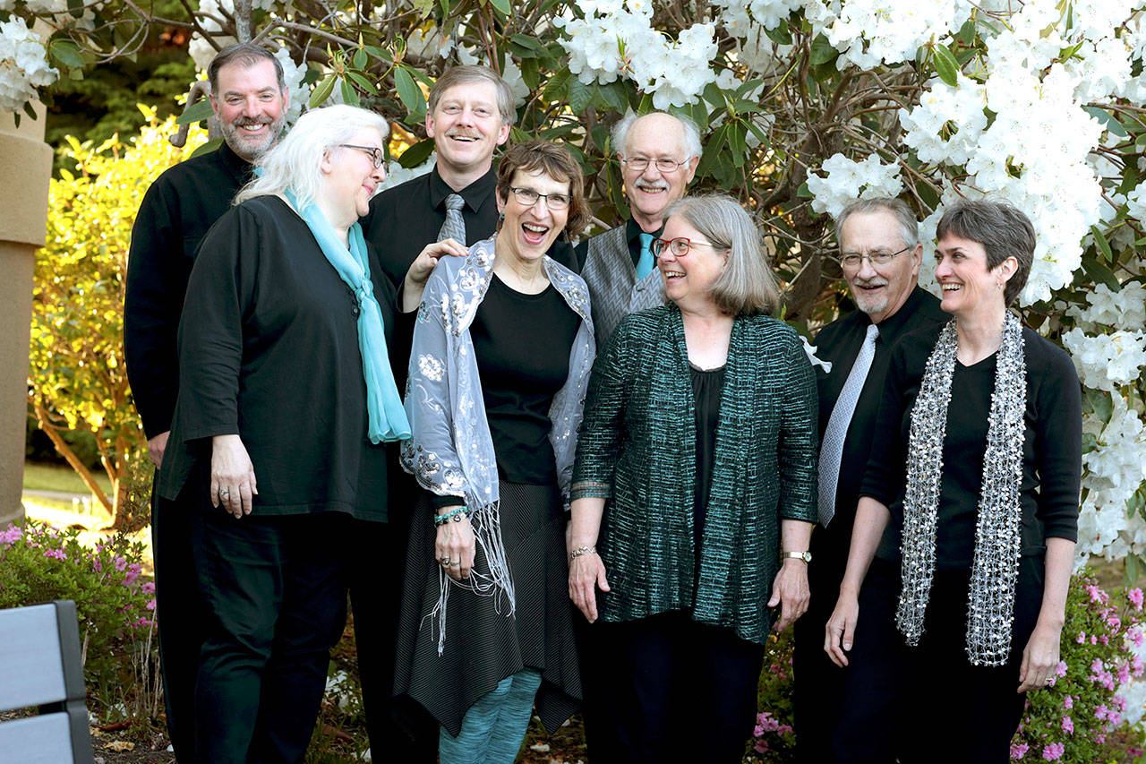 Barney Burke                                Wild Rose Chorale singers, from left, are Steve Duniho, Marj Iuro, Chuck Helman, JES Schumacher, Doug Rodgers, Lynn Nowak, Al Thompson and Leslie Lewis are ready for fun at their “Seize the Day” concerts this weekend.