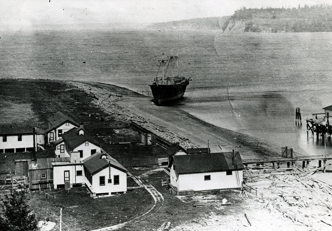 The USS Iroquois is shown aground at the Diamond Point Quarantine Station sometime between 1896 and 1900. (Jefferson County Historical Society)