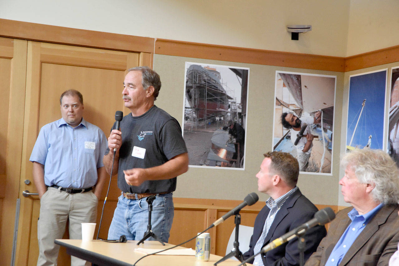 Port of Port Townsend commissioner Pete Hanke, who operates Puget Sound Express out of the Point Hudson Marina, said he was excited about the maritime trades study results. (Bill Curtsinger/Port Townsend Marine Trades Association)
