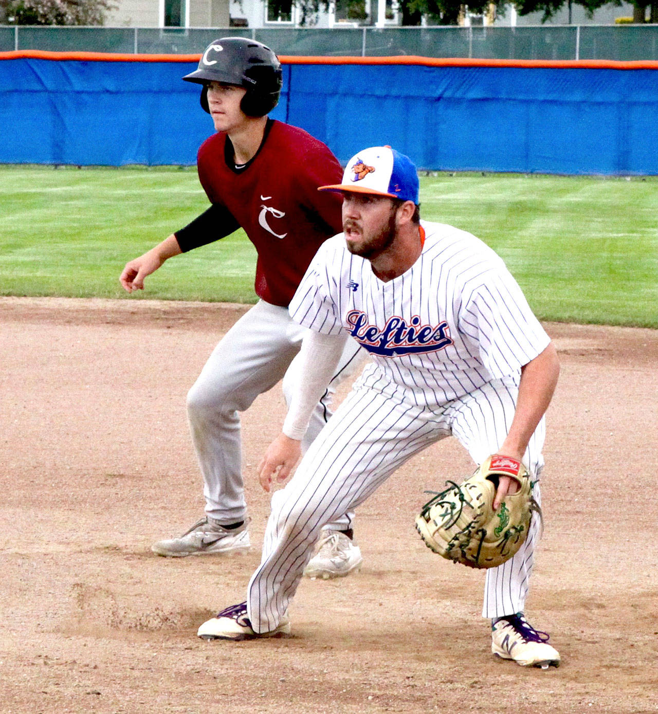 Dave Logan/for Peninsula Daily News Lefties first baseman Kyle Schimpf, who is hitting .323 on the season, will be one of four Lefties playing in the West Coast League All-Star game, being held at 6:30 p.m. Tuesday at Civic Field.