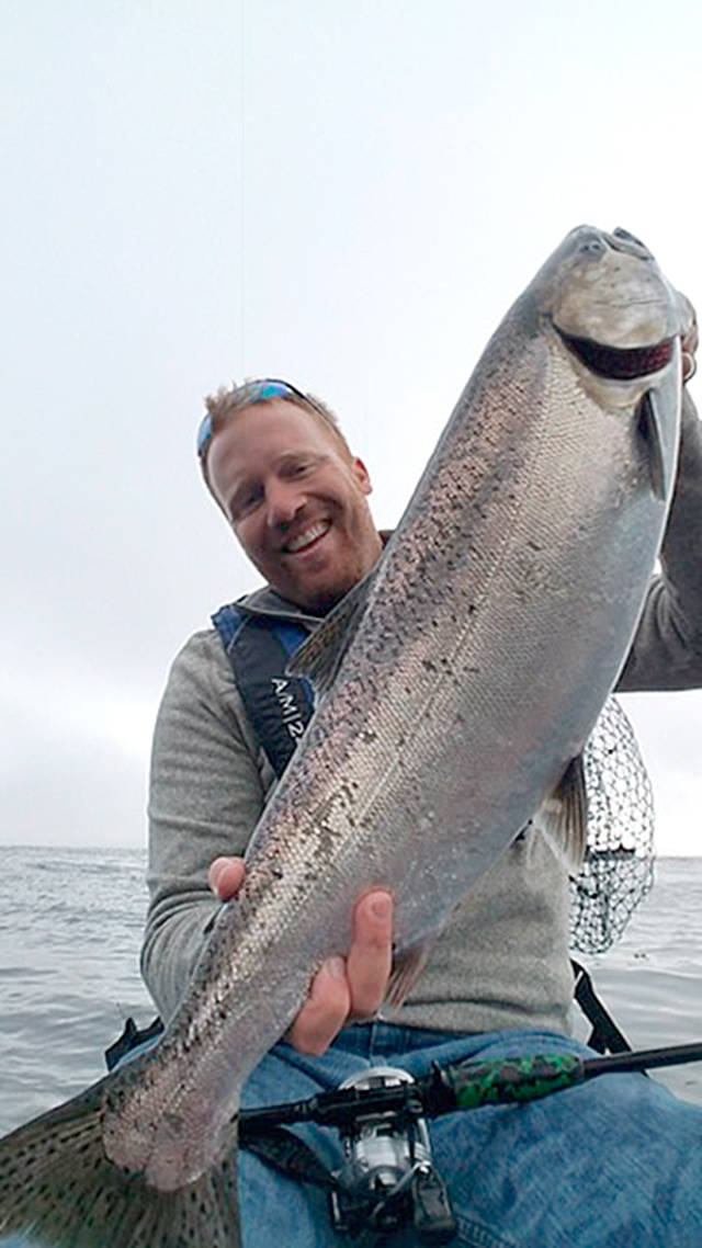 John Jehn caught limits of hatchery chinook out of his kayak every day he was on the water in Marine Area 6 this summer.