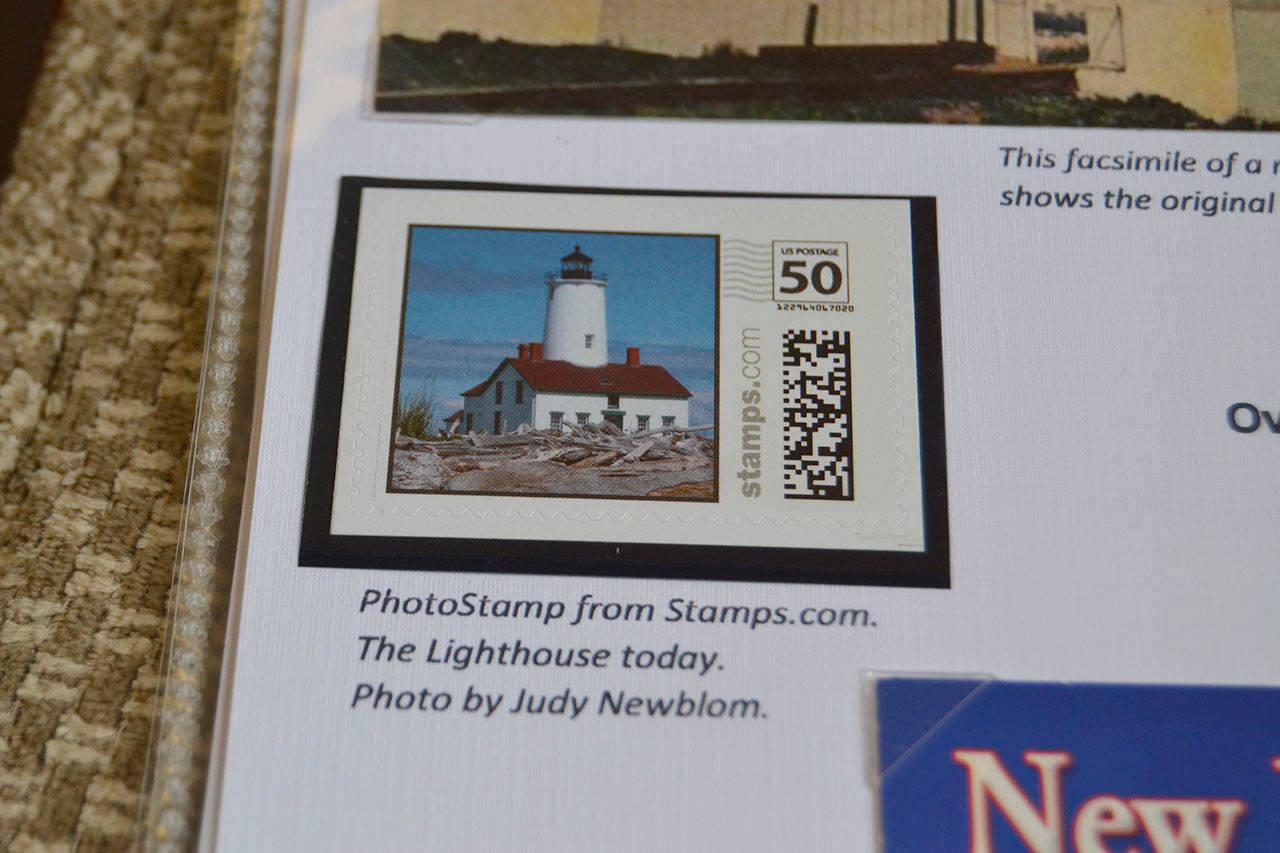 With some stamps, you have to create your own. That’s what Judy Newblom did with her picture of the New Dungeness Lighthouse and added to her display about lighthouses. (Matthew Nash/Olympic Peninsula News Group)