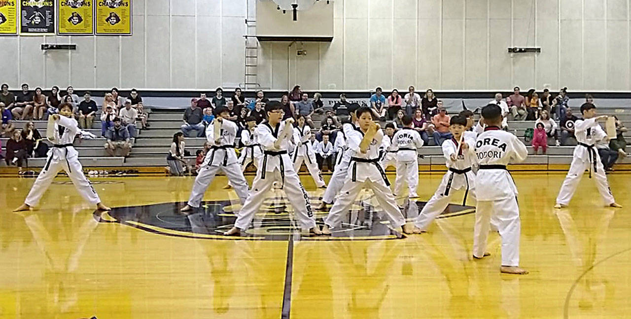 The Hodori “Little Tigers”South Korean national demonstration team of children ages 10 to 14 recently traveled to Port Angeles to perform a martial arts demonstration. The team spent a week with host families from the White Crane Martial Arts student body, enjoyed sightseeing, crabbing, a barbecue visited Victoria and Hurricane Ridge and were presented with a proclamation from the Port Angeles City Council and a special city coin from Mayor Sissi Bruch.