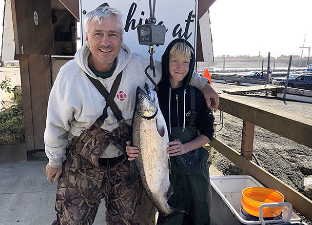 Mason’s Olson Resort Chinook catches like this off of Sekiu have occurred all summer in the Strait of Juan de Fuca as anglers enjoy one of the better salmon seasons in recent years.
