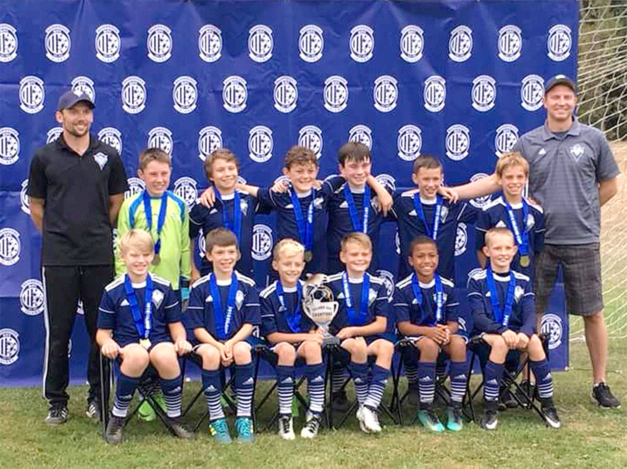The Storm King U11 soccer team won its division at the Bainbridge Island Cup last weekend. The team is from left, back row, coach Kyle Kautzman, goalkeeper Kaiden Tosland, Ian Smithson, Brennin Tuff, Colin Feik, Colton Wagner, Bjorn Henrikson and coach Kris Henrikson. From left, front row, are Collin Welch, Carston Seibel, Ben Greatwood, Aaiden Galvin, Myles Taylor and Rene Martin.