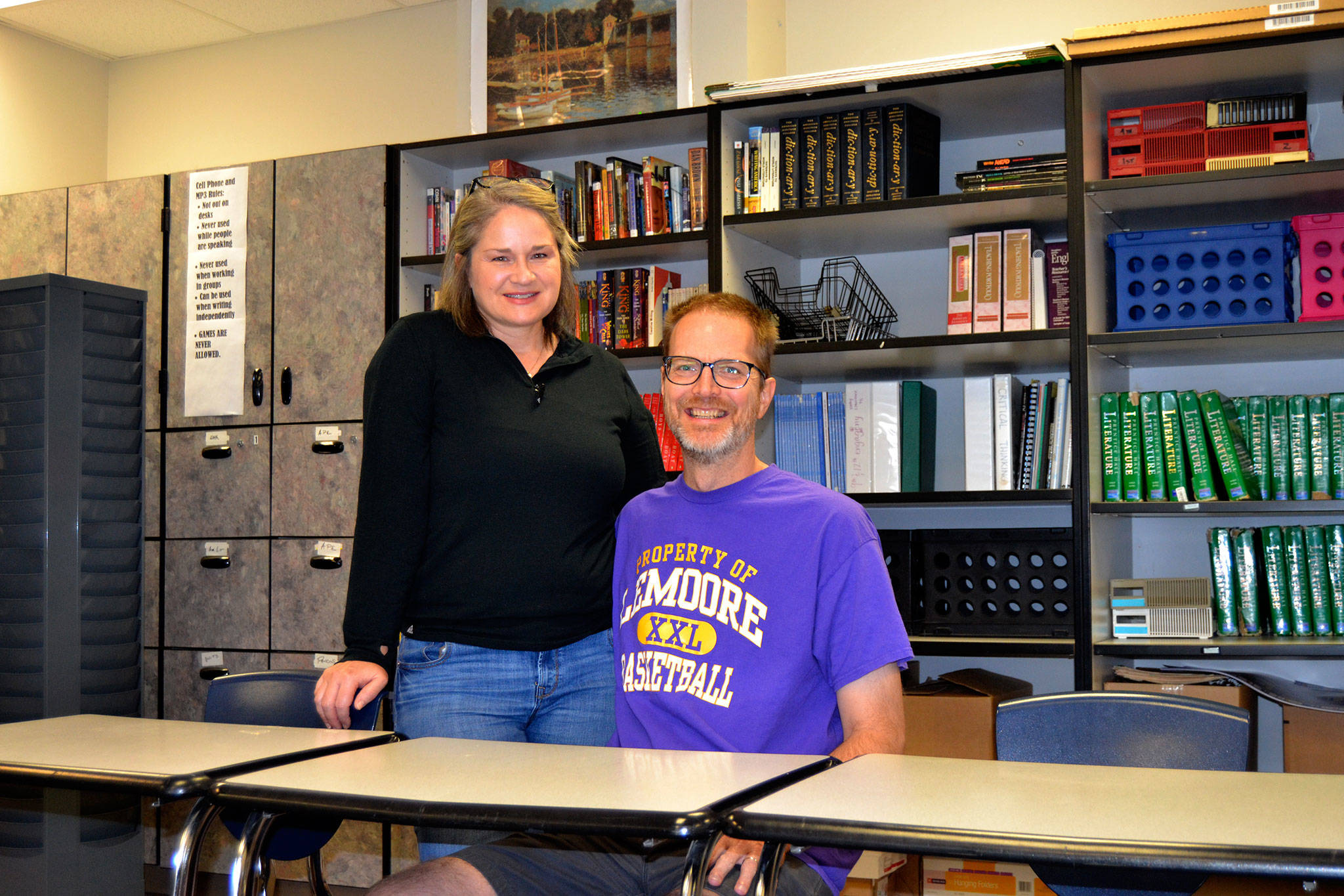 Jon and Cheryl Eekhoff say they are ready to start the school year at Sequim High School after taking some time off last school year following Jon’s fall from a ladder in which he sustained head trauma. Jon will teach ninth grade English and Cheryl 10th grade English. (Matthew Nash/Olympic Peninsula News Group)