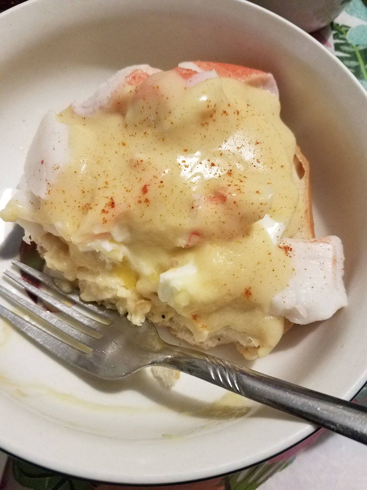Homemade eggs Benedict, with a few modifications, is ready to eat. (Emily Hanson/Peninsula Daily News)