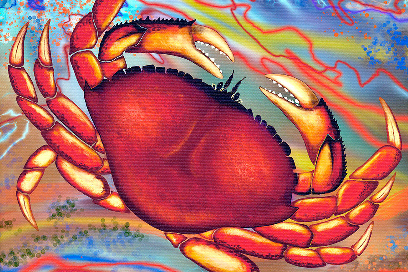 Richly colored image on CrabFest posters, merchandise
