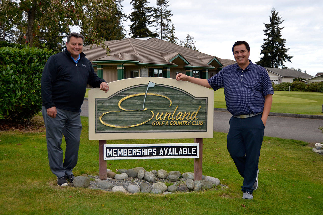 General Manager Michael Snyder, left, and Golf professional Fred Green for Sunland Golf & Country Club will host a Discover Golf Day special event on Saturday to help bring in exposure to the 18-hole course. The first 100 participants will receive free green fees. Matthew Nash/Olympic Peninsula News Group