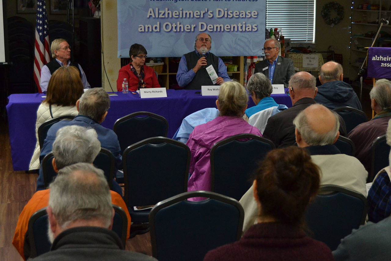 Community members gather in the Shipley Center on Oct. 8 for a town hall about Alzheimer’s disease and other forms of dementia. Topics ranged from long-term care to state and federal funding for research. (Matthew Nash/Olympic Peninsula News Group)
