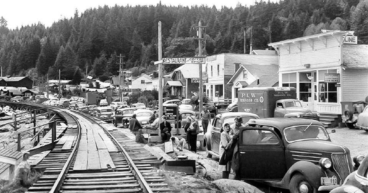 The train tracks in Sekiu are shown in 1947. (Ken Jacobson)