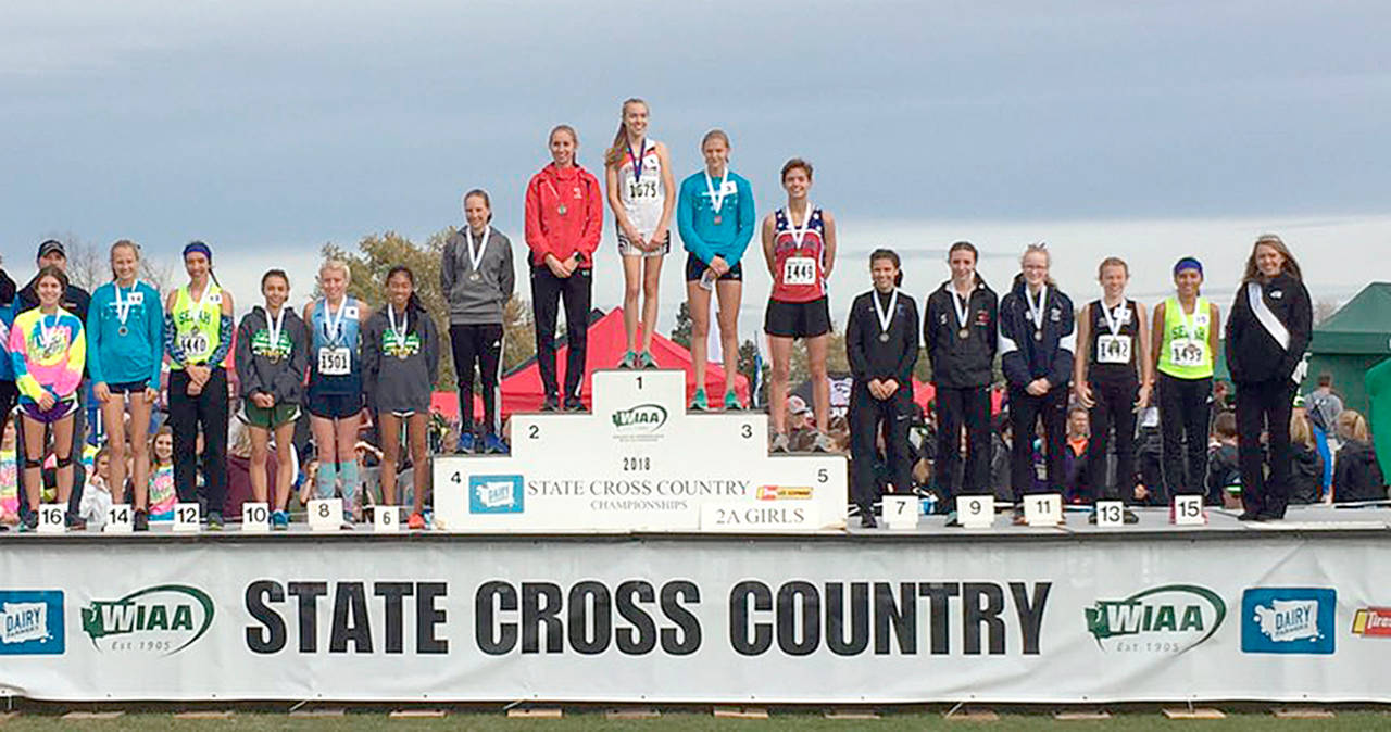 WIAA Port Angeles’ Lauren Larson finished fourth and teammate Kynzie DeLeon was 10th at the Class 2A State Cross Country Championships on Saturday at Sun Willows Golf Course in Pasco.