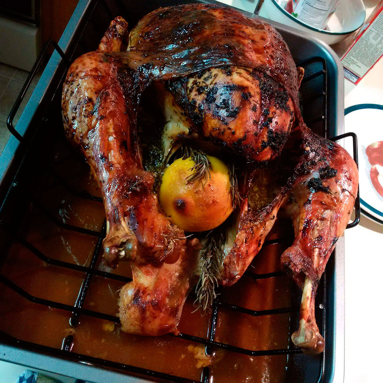 Martha Stewart’s turkey awaits eating in November 2017. (Emily Hanson/Peninsula Daily News)