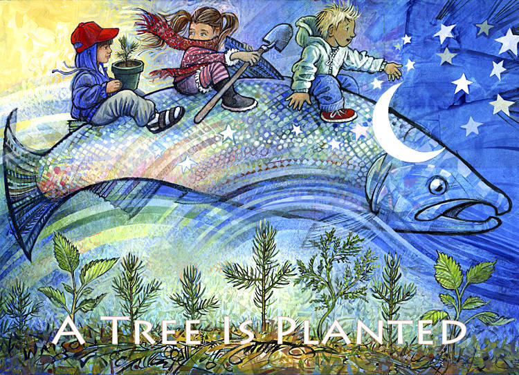 Richard Jesse Watson’s image, “Sharing Their Journey,” which graced the Plant-A-Thon tree cards in 2010, has been brought back as the 2019 image.