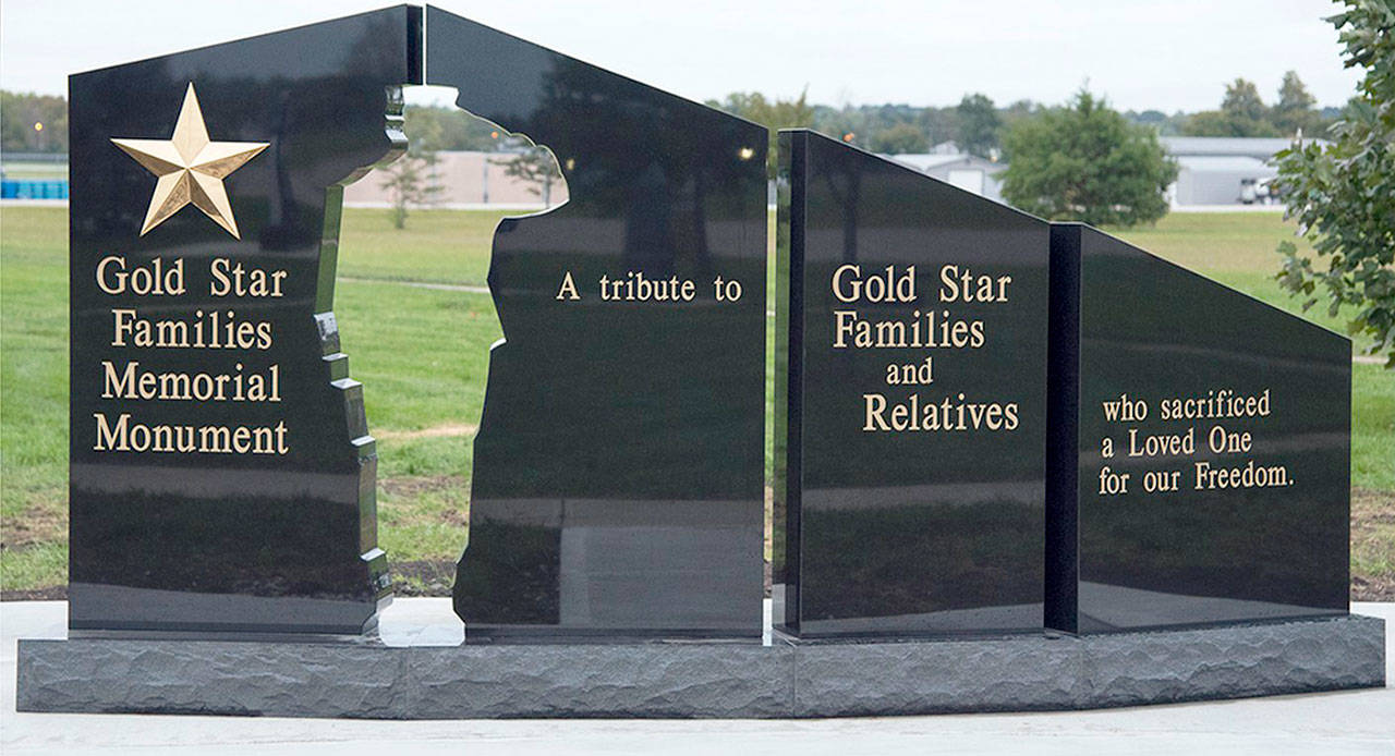 A Gold Star Families Memorial Monument at the National Museum of the U.S. Air Force at Wright-Patterson Air Force Base, Ohio. The monument is designed to honor Gold Star Families, preserve the memory of the fallen and serve as a reminder that freedom is not free. (U.S. Air Force photo/Ken Larock)