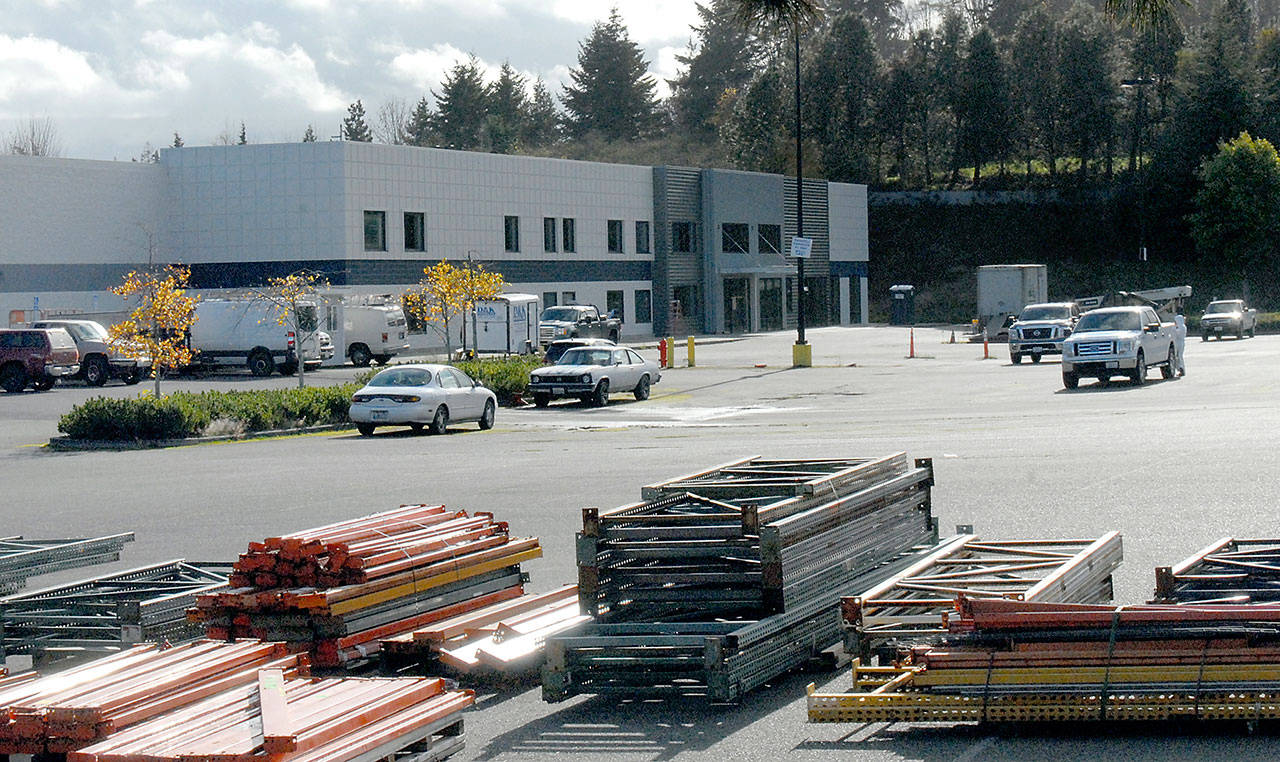 Westport Shipyard plans to move its cabinet-making operation from a building rented from the Port of Port Angeles to the former Walmart building on the east side of Port Angeles, shown here on Wednesday. (Keith Thorpe/Peninsula Daily News)