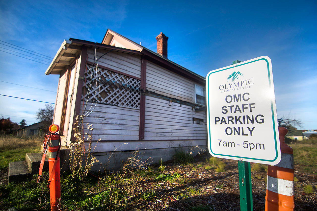 The Port Angeles City Council has agreed to rezone the property at 215 N. Francis St. from residential single-family to commercial office. Olympic Medical Center purchased the property last year. (Jesse Major/Peninsula Daily News)