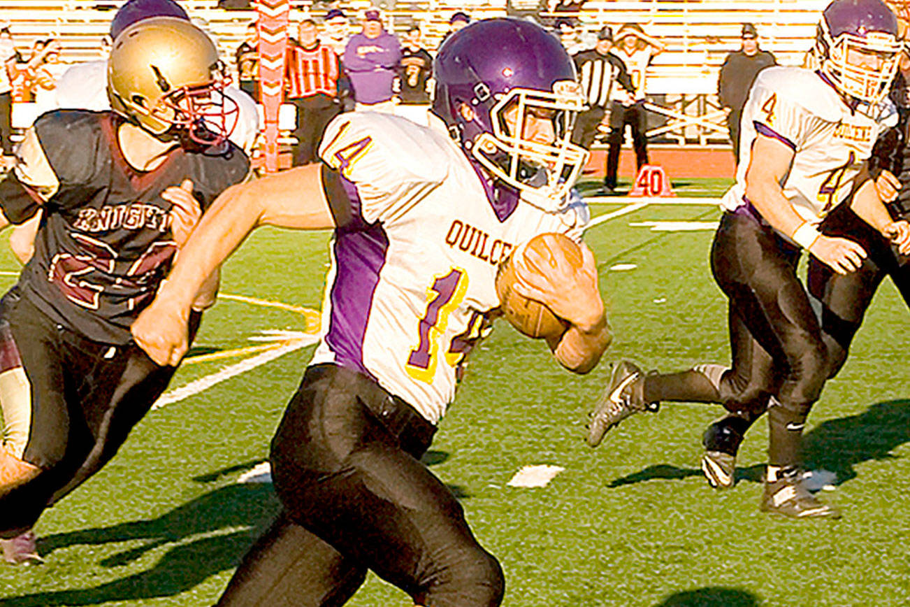 STATE 1B FOOTBALL: Quilcene digs out of big hole to win 54-50