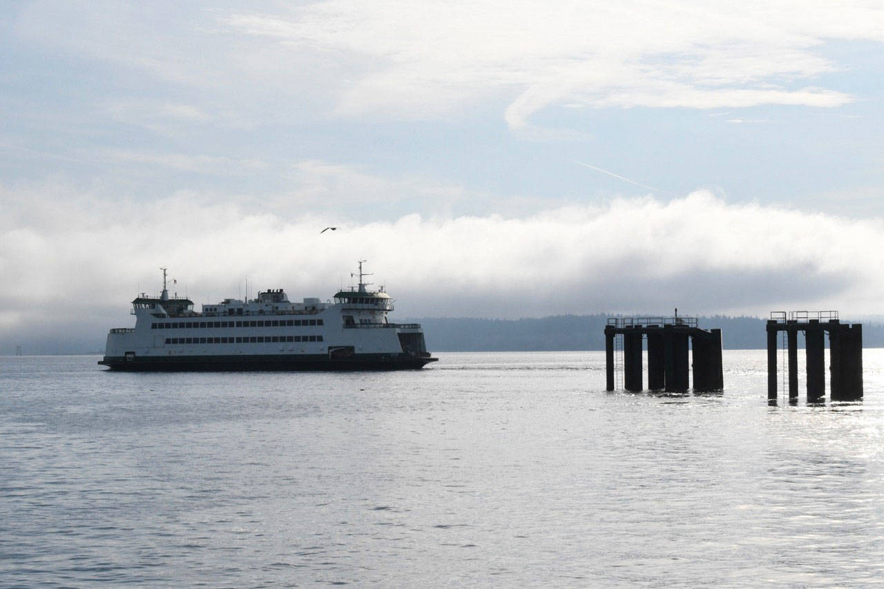 The Washington State Ferry MV Salish arrives at the Port Townsend ferry terminal Tuesday. (Jeannie McMacken/Peninsula Daily News)