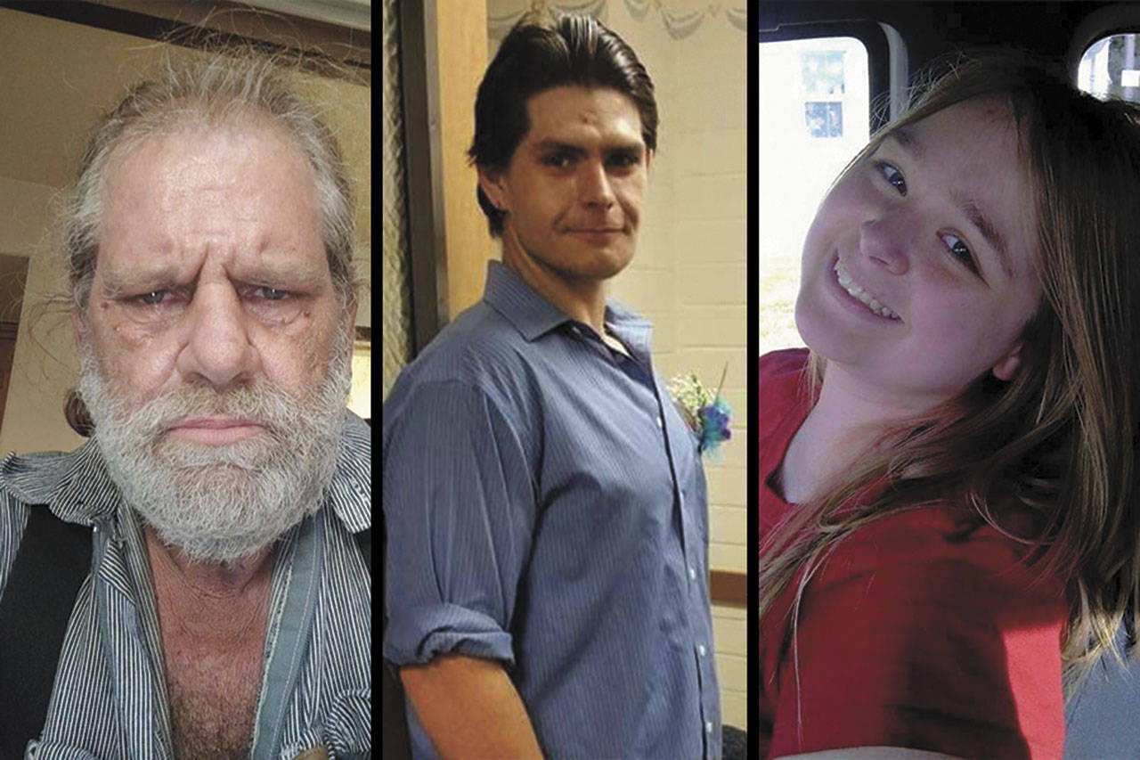 From left, Darrell Iverson, 57, Jordan Iverson, 27, and Tiffany May, 26, were shot and killed on or about Dec. 26, according to law enforcement.