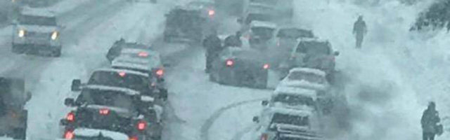 Sgt. John Hollis of the Clallam County Sheriffs Office shot this photo of a traffic jam just east of the Port Angeles border Friday. (Sgt. John Hollis/Clallam County Sheriffs Office)
