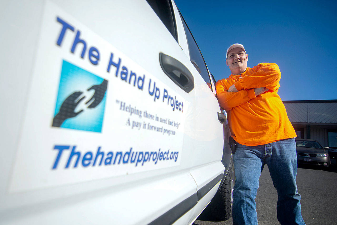 Robert Smiley, founder of The Hand Up Project, has been helping people in Snohomish County get off drugs by bringing them to Port Angeles to detox. When they are done with detox they then return to their home community, he said. (Jesse Major/Peninsula Daily News)