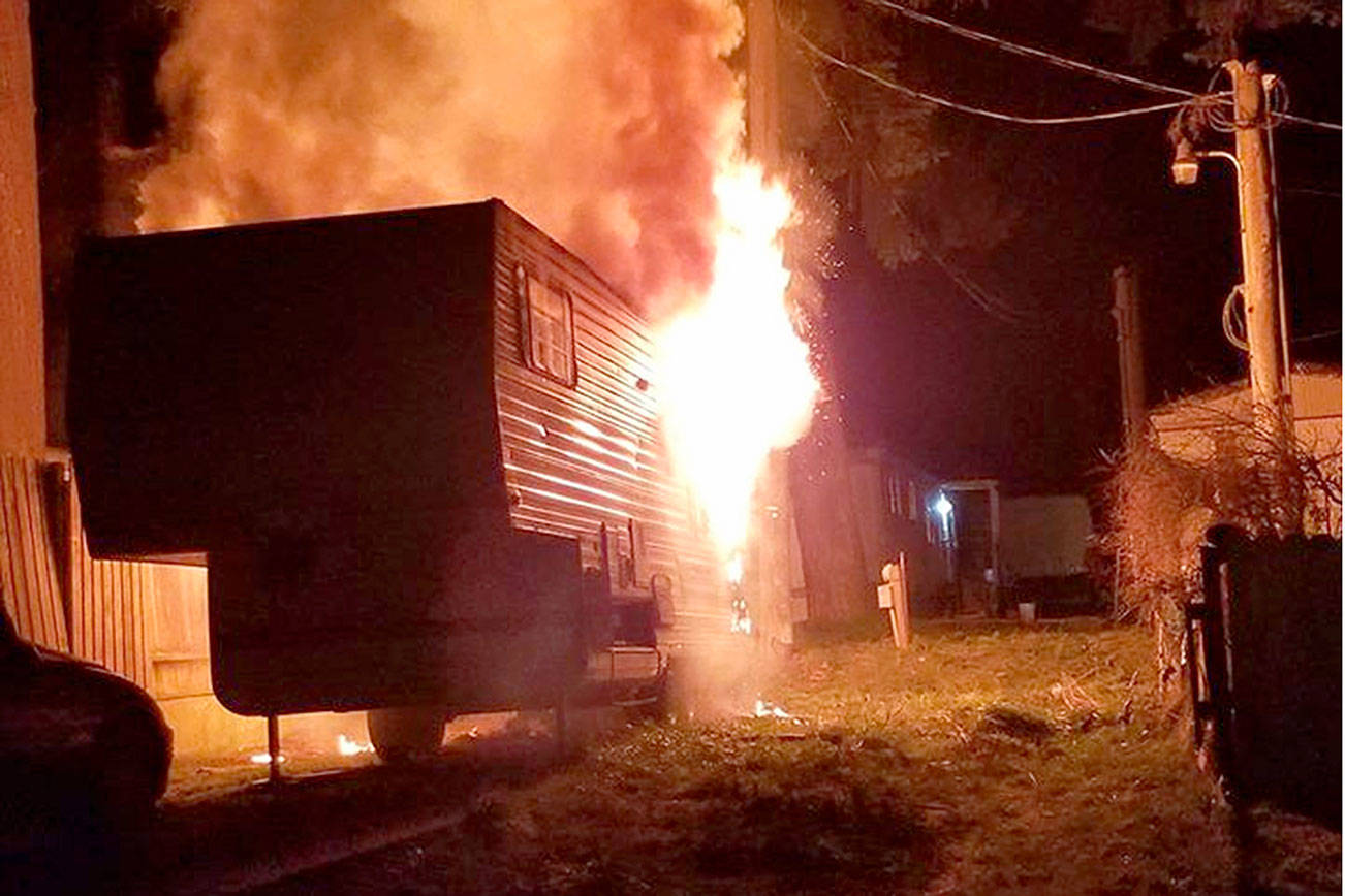Fifth-wheel trailer consumed in Port Angeles fire