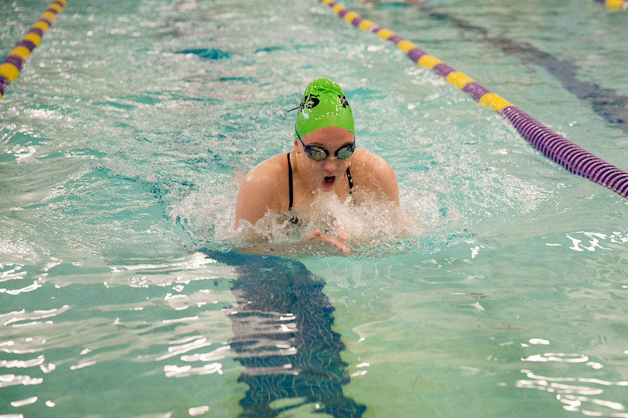 Port Angeles’ Nadia Cole is a member of the Port Angeles Swim Club and the Port Angeles High School girls swim teams. The 70-plus member swim club is exploring all avenues for practice space during the upcoming closure of William Shore Memorial Pool. (Patty Reifenstahl)
