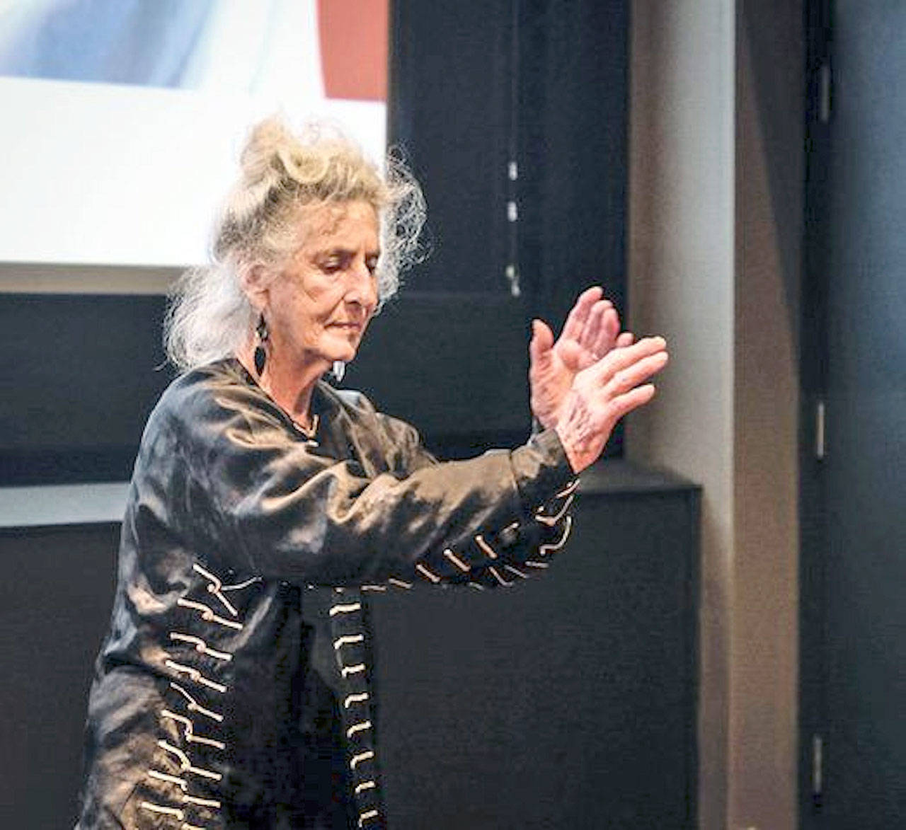 Doreen Hynd of Port Townsend gave a demonstration after the screening of “The Great Balance,” a documentary about her, in Vancouver, B.C., last year. She plans to appear at the Port Townsend screening of the film Sunday.