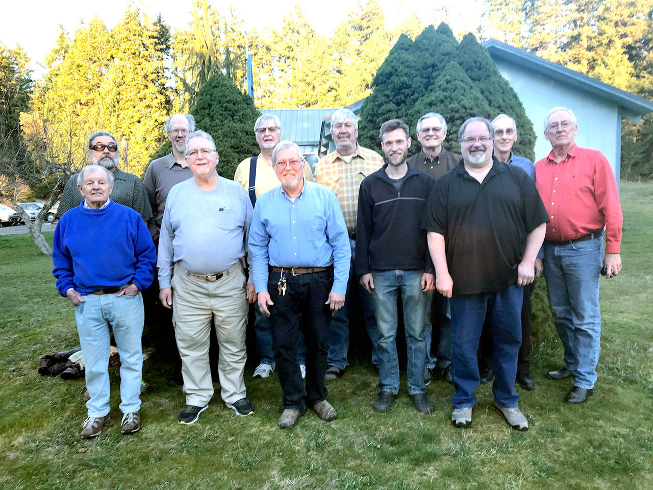 Performing Thursday will be Singers in the Rain, including, back row, from left, Michael Henson, David Schroeder, Steve Tilander, Rob Wamstad, Tom Rice, Ken Kiesel and Scott Rosekrans; front row, from left, Don White, Michael Cohoon, Jeff Johnson, Ryan Charrier and Tim Whicher. Harvey Crow is not pictured.