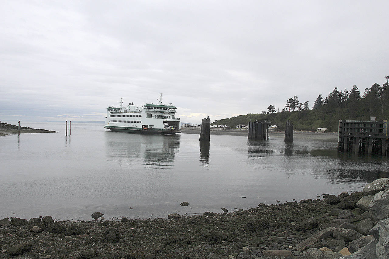 The ferry that runs between Port Townsend and Coupeville enters Keystone Harbor on April 22. (Jessie Stensland / Whidbey News-Times)