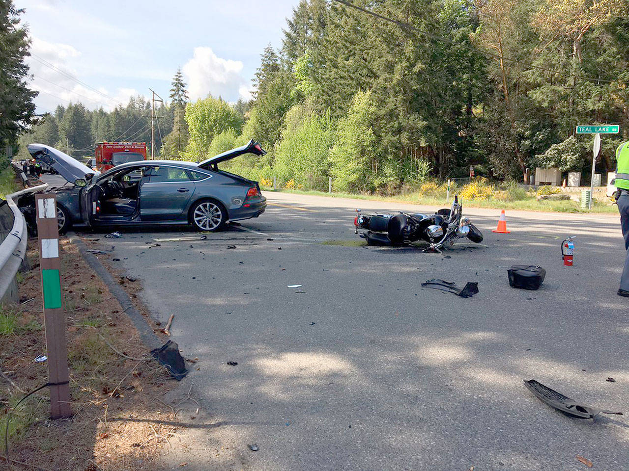 A Port Ludlow man was killed when his motorcycle struck a car on state Highway 104 west of the Hood Canal Bridge on Friday. (Washington State Patrol)