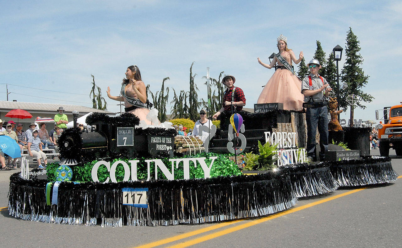 The float representing the Mason County Forest Festival was the Irrigation Festival Grand Parade Grand Sweepstakes winner. (Keith Thorpe/Peninsula Daily News)