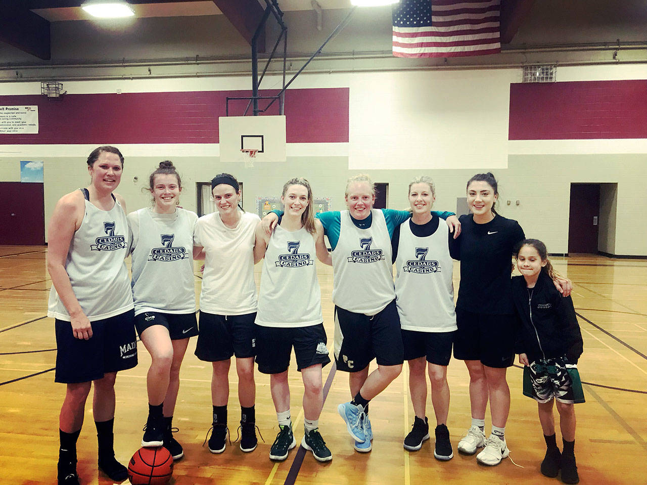 7 Cedars Casino won the Port Angeles Parks and Recreation Women’s City League Basketball Championship after beating Elwha Fire and Ice 2-1 in a three-game series. Team members are, from left, Bracey Ulin, Jaida Wood, Alexa Justus, Jessica Madison, Alison Crumb and Ashley Payne. Cierra and Kaylee Moss also are pictured.