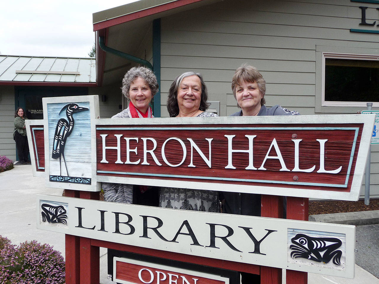 Staff members of the Jamestown S’Klallam Tribal Library are, from left, librarian Bonnie Roos, tribal elder Gloria Smith and Jan Jacobson. (Patricia Morrison Coate/Olympic Peninsula News Group)