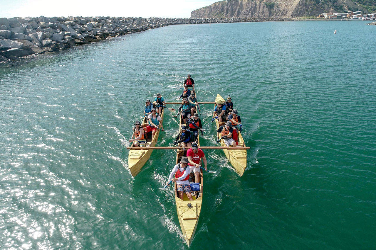 Platte Canyon High School students from Colorado built a 40-foot trimaran canoe by hand and will participate in the Seventy48 race from Tacoma to Port Townsend. Team PCHS Yacht Club took its project to Dana Point Harbor in California to practice working together over spring break.