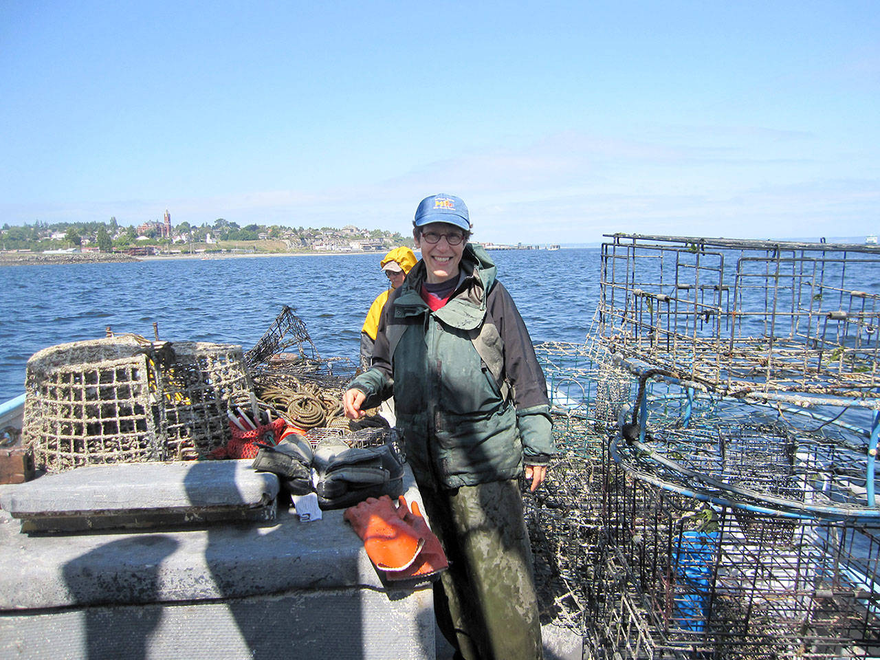 Cheryl Lowe of the Jefferson Marine Resources Committee after a successful trip cleaning up derelict crab pots. (Paul Ruddell)