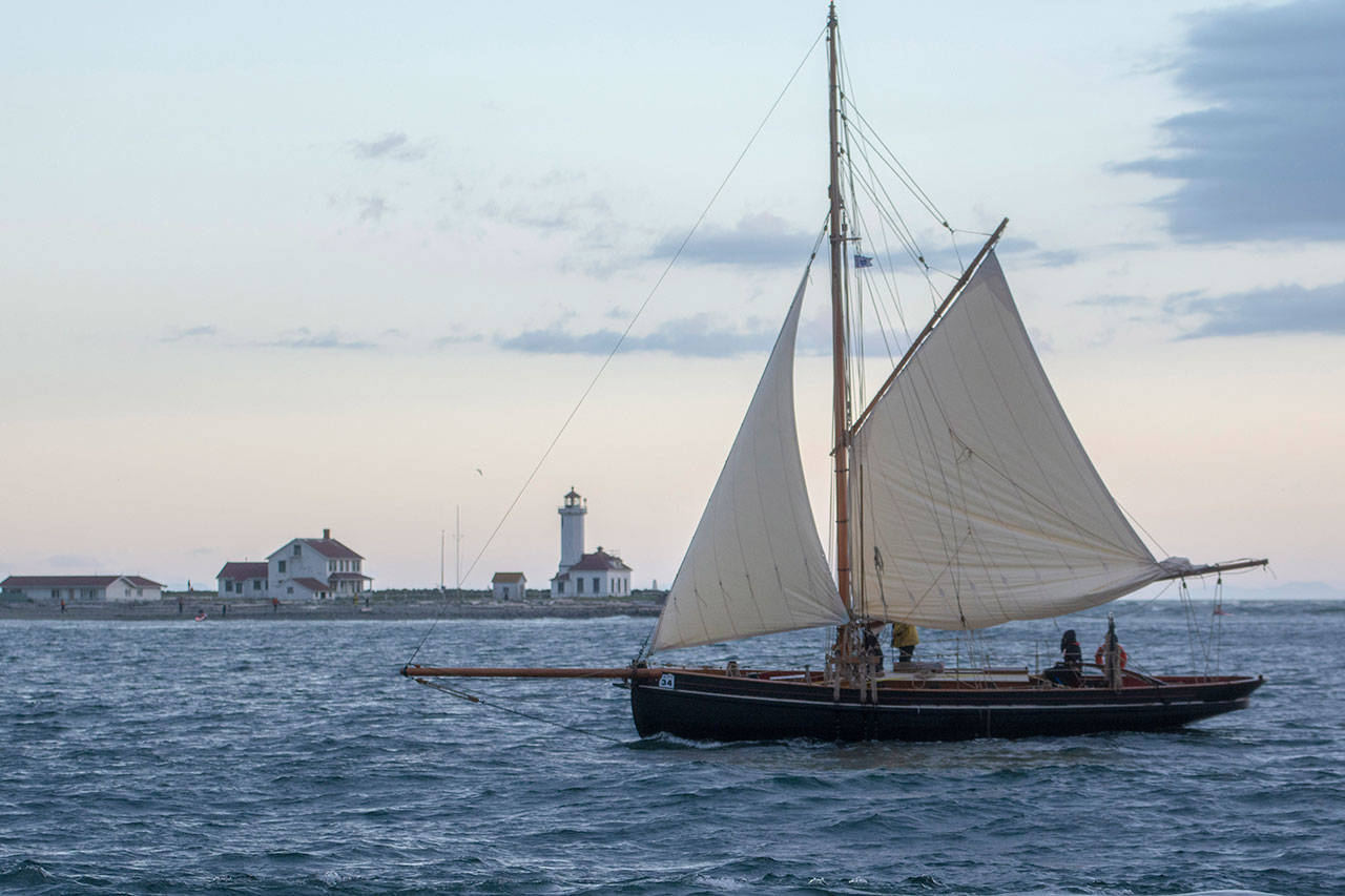 Team Ziska of Port Townsend sails during the first leg of the Race to Alaska on Monday. (Jesse Major/Peninsula Daily News)