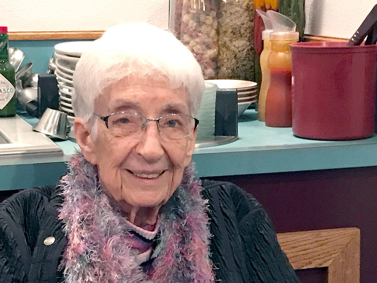 Eloise Kailin in October 2017 at a forum on fluoridating the city of Port Angeles water.