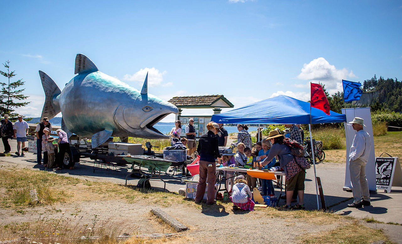 Fin the Salmon is an educational display at the annual Orca and Salmon Festival. (Cory Kirby)