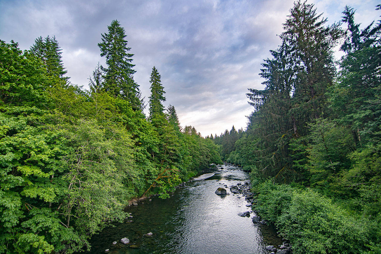 The Sol Duc River is shown where it crosses U.S. Highway 101 near Sappho, east of Forks. Officials in Forks are concerned about water supply as the North Olympic Peninsula deals with drought conditions this summer. (Jesse Major/Peninsula Daily News)