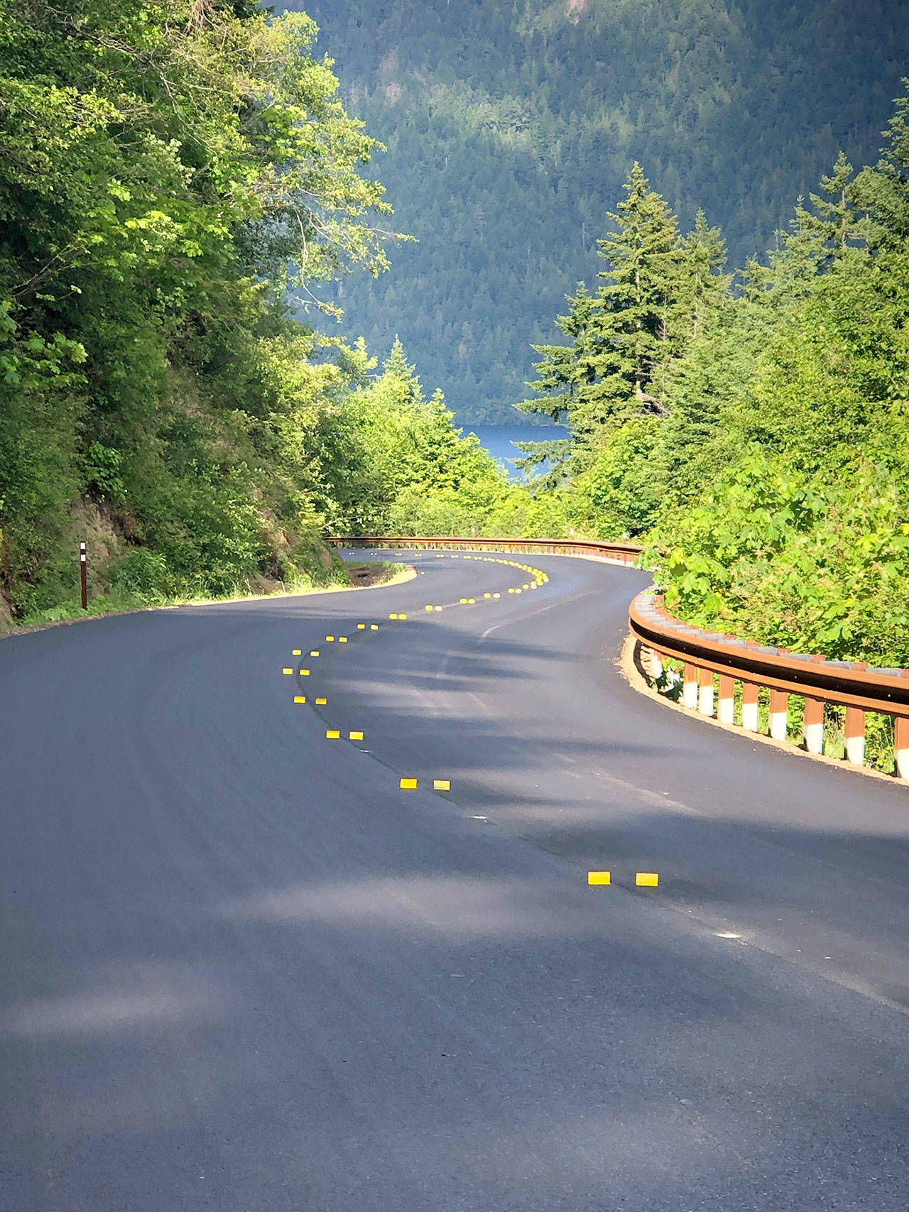 Freshly-paved roadway is seen now on U.S. Highway 101 around Lake Crescent. (Olympic National Park)