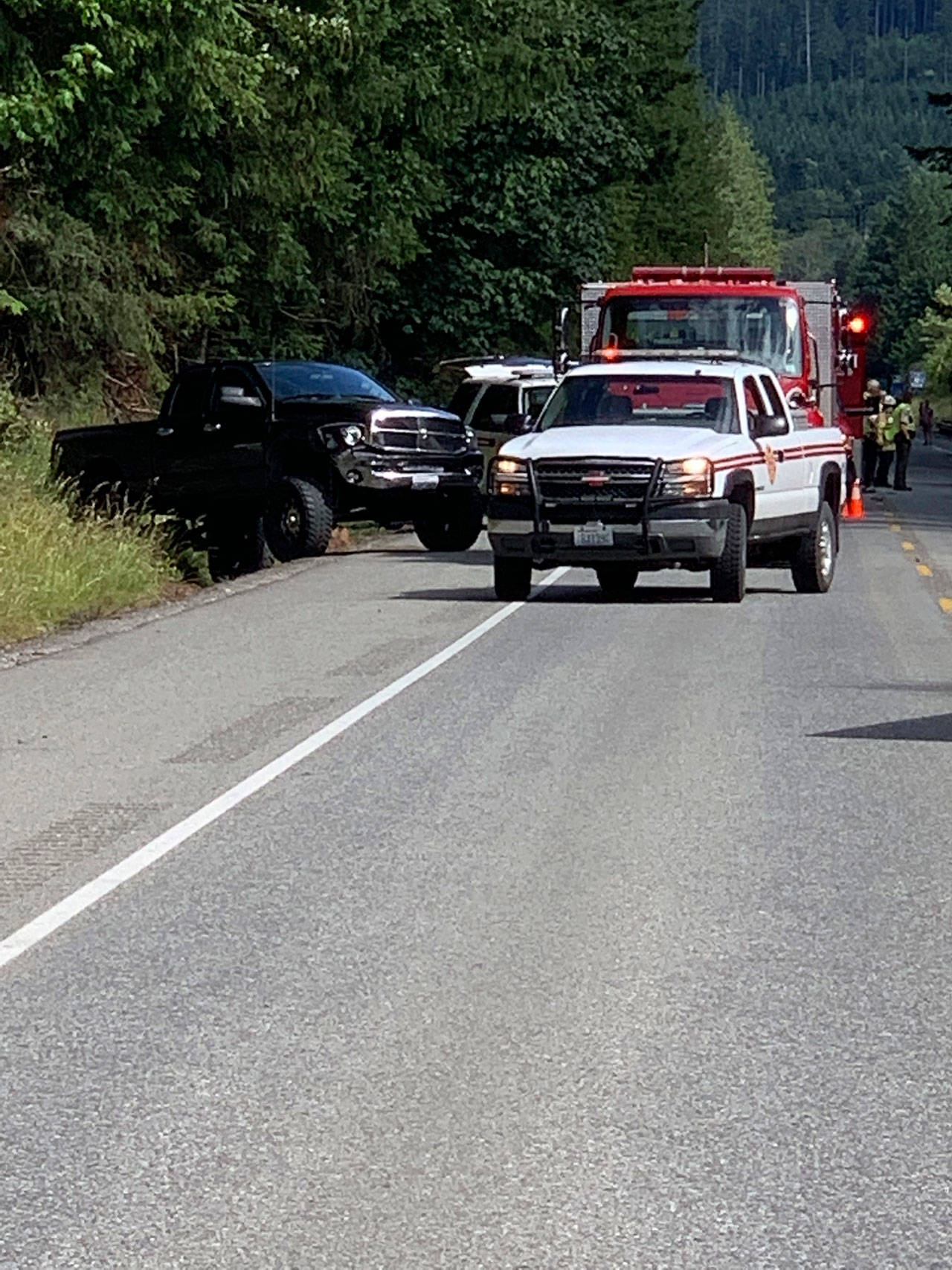 Five people were initially sent to the hospital following this wreck on state Highway 104. (Jon Goldsmith)