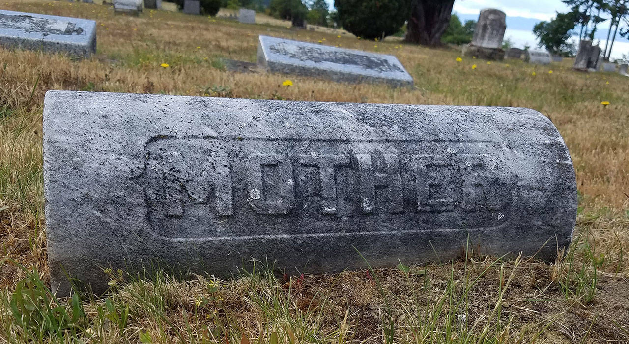 This grave marker can be found in Ocean View Cemetery west of Port Angeles. (John McNutt/for Peninsula Daily News)